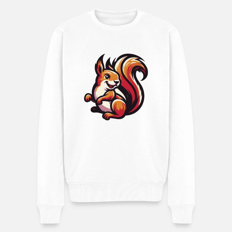Rotes Eichhörnchen Grace - Männer Premium Bio Pullover - Weiß