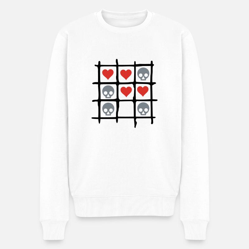 Totenkopf Herz Kaestchen - Pull Premium bio Homme - blanc