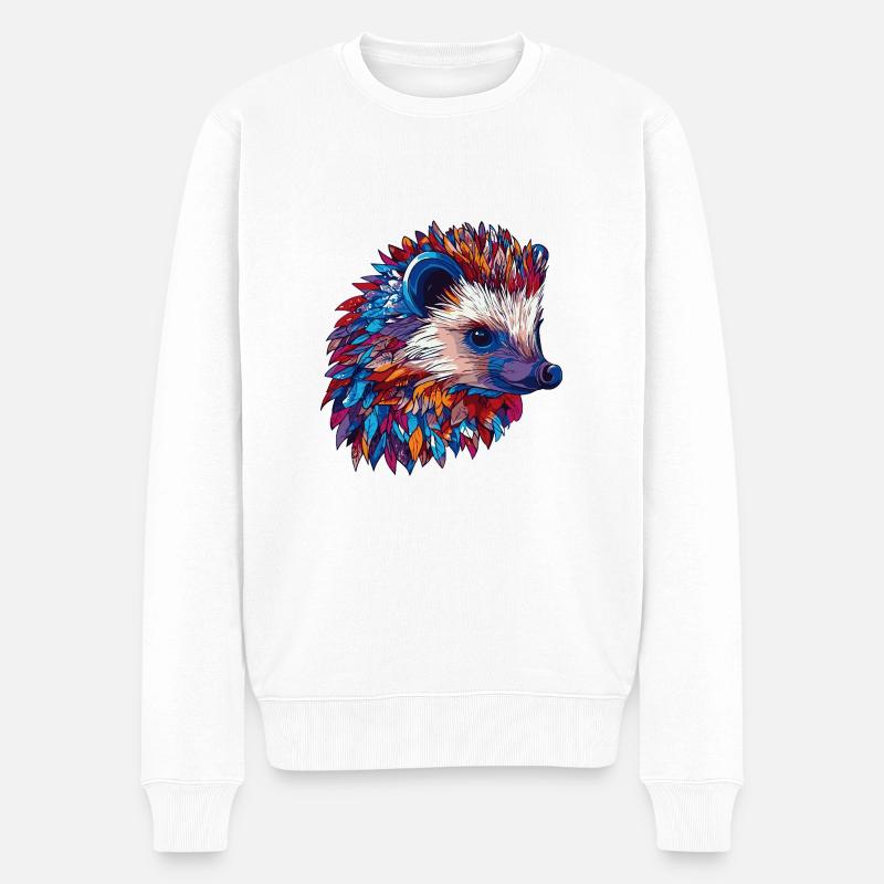 Igel Bunt - Männer Premium Bio Pullover - Weiß