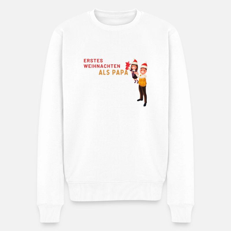 Erstes Weihnachten als Papa - Männer Premium Bio Pullover - Weiß
