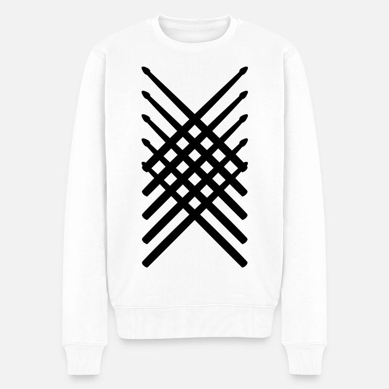 Schlagzeugstöcke - Männer Premium Bio Pullover - Weiß