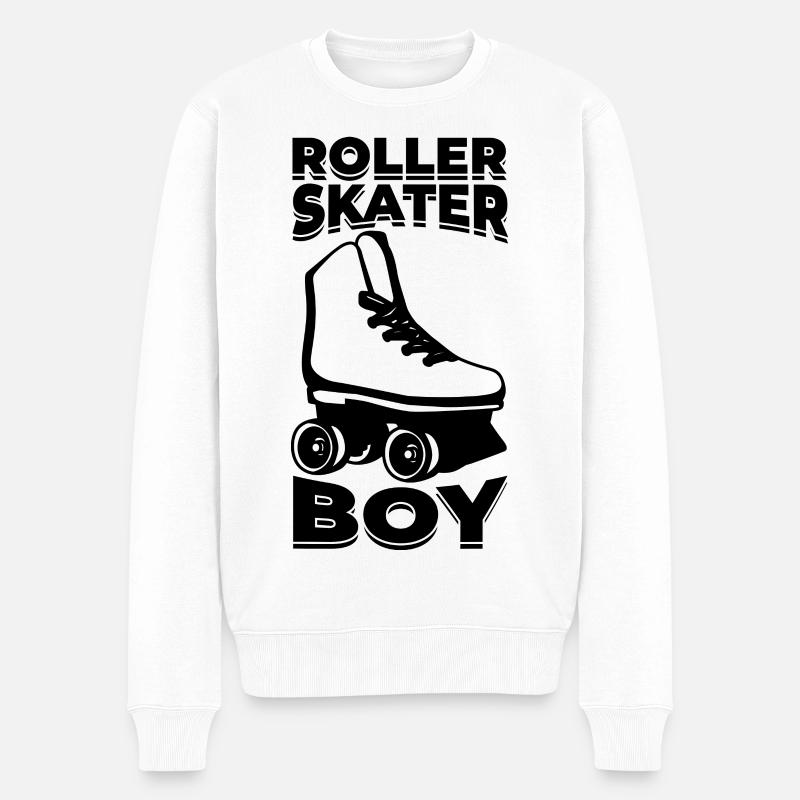 Rollschuh Junge - Männer Premium Bio Pullover - Weiß