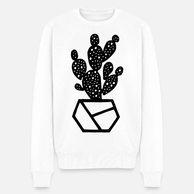 Cactus noir - Pull Premium bio Homme - blanc