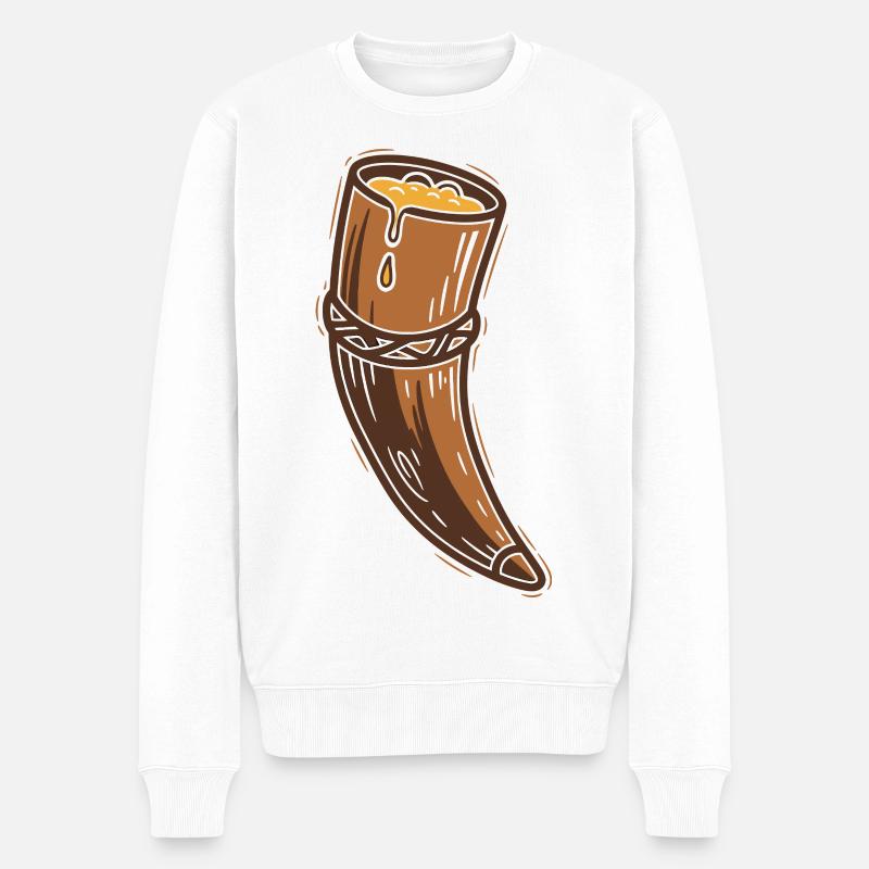 Honigiges Horn des Überflusses - Männer Premium Bio Pullover - Weiß