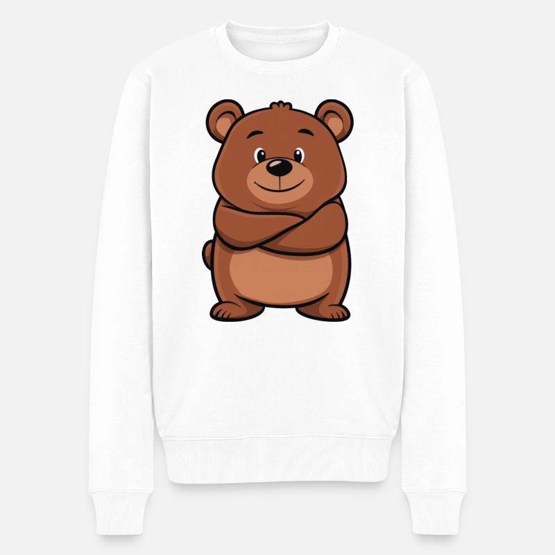 Bär Niedlich - Männer Premium Bio Pullover - Weiß