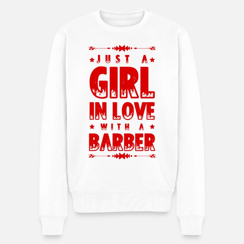 Fille amoureuse d’un barbier - Pull Premium bio Homme - blanc