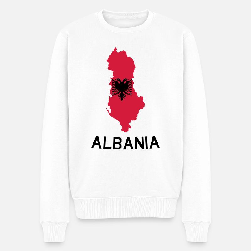 Albanien - Männer Premium Bio Pullover - Weiß