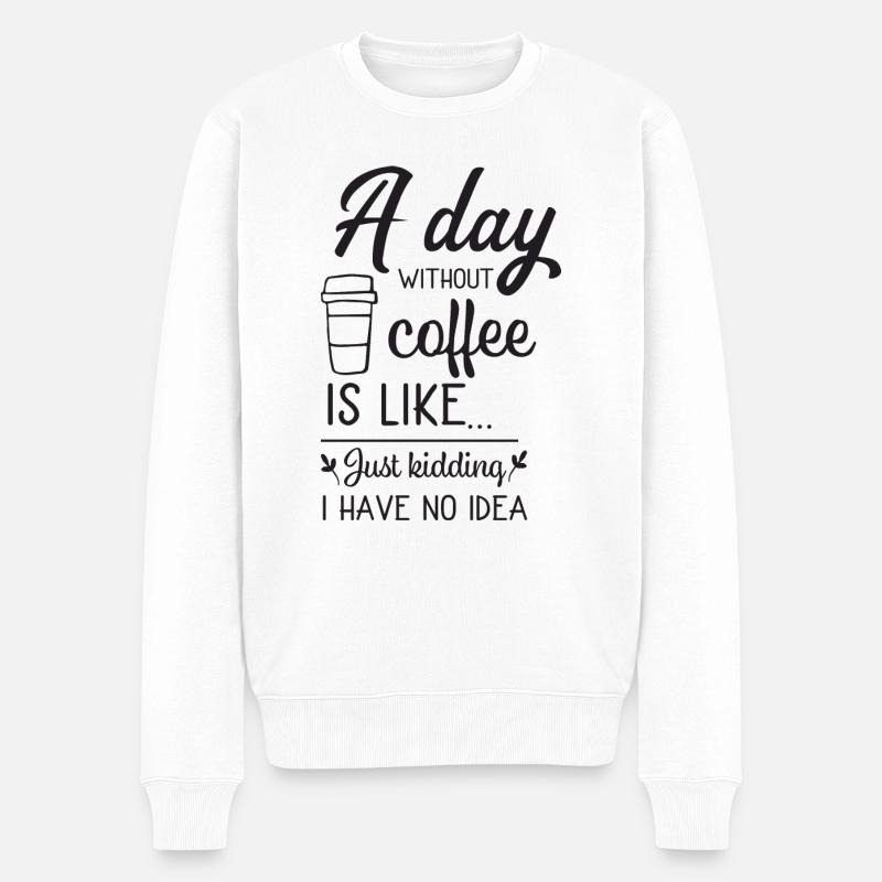 Un jour avec un café - Pull Premium bio Homme - blanc