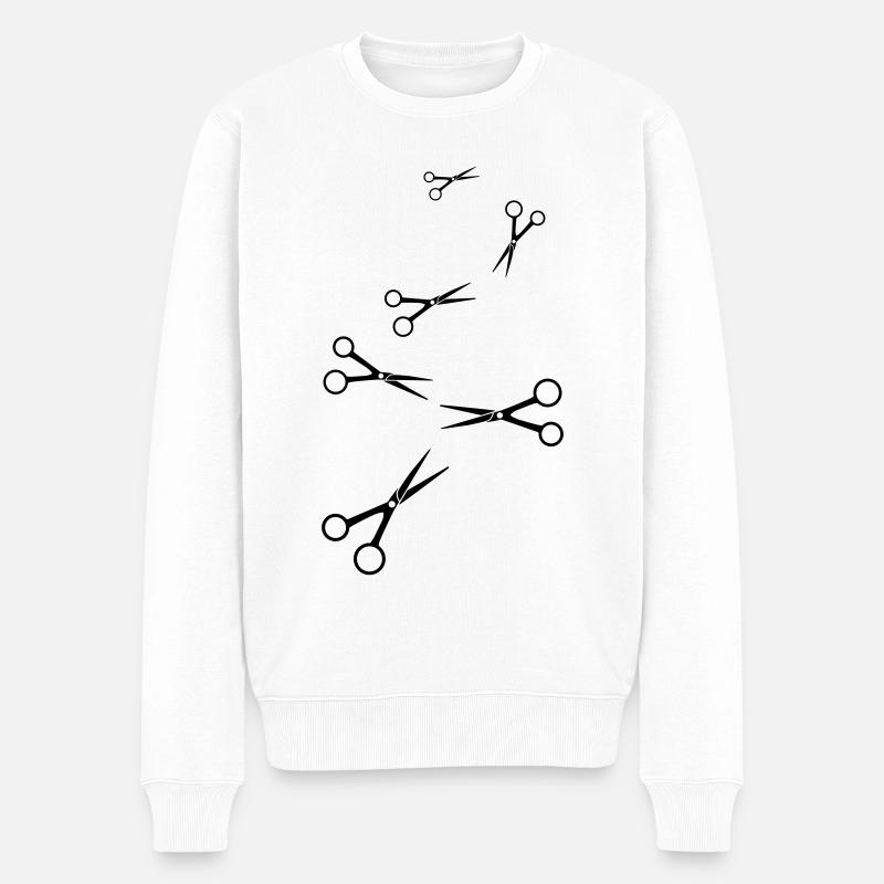 Icône Scissors Barber - Pull Premium bio Homme - blanc