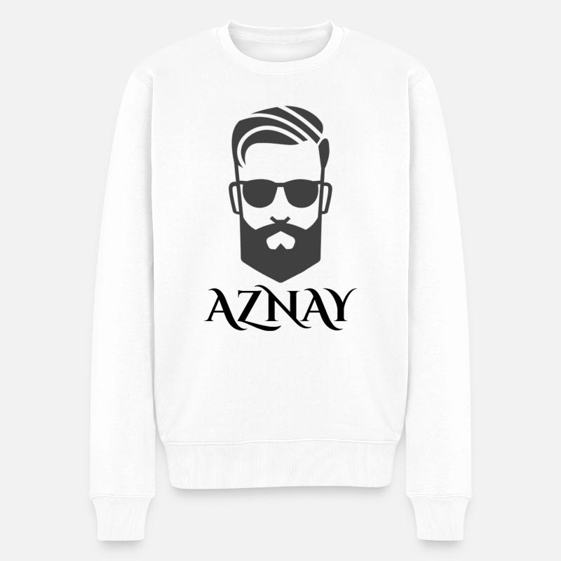 AZNAY - Männer Premium Bio Pullover - Weiß