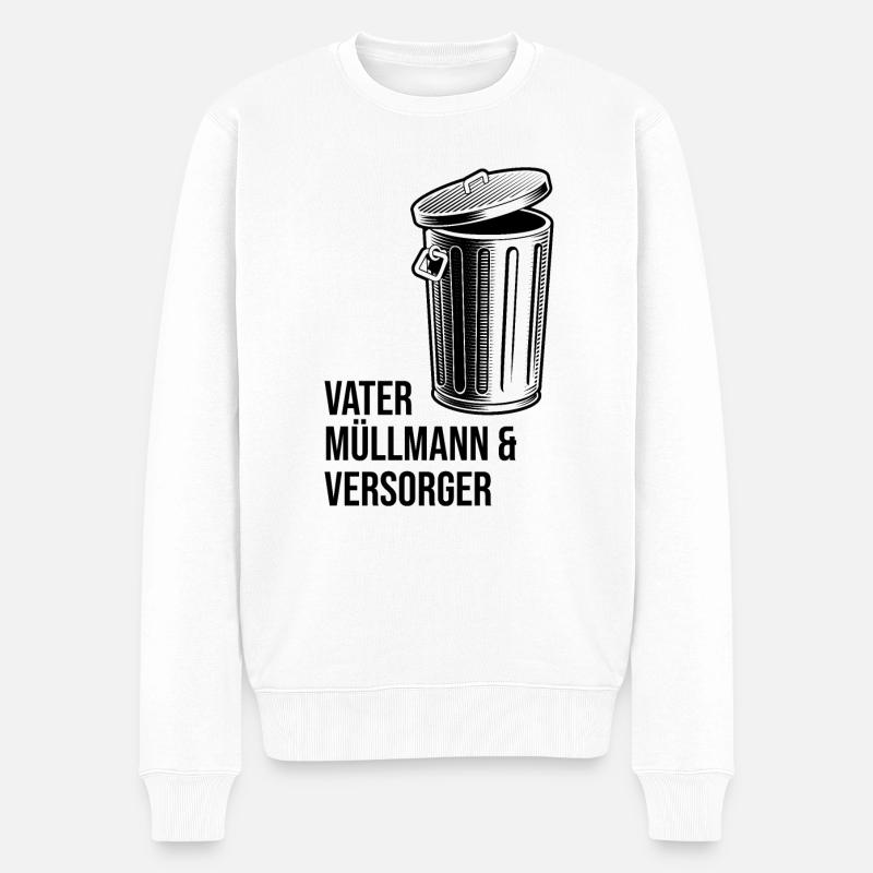 Vater Müllmann & Versorger - Männer Premium Bio Pullover - Weiß