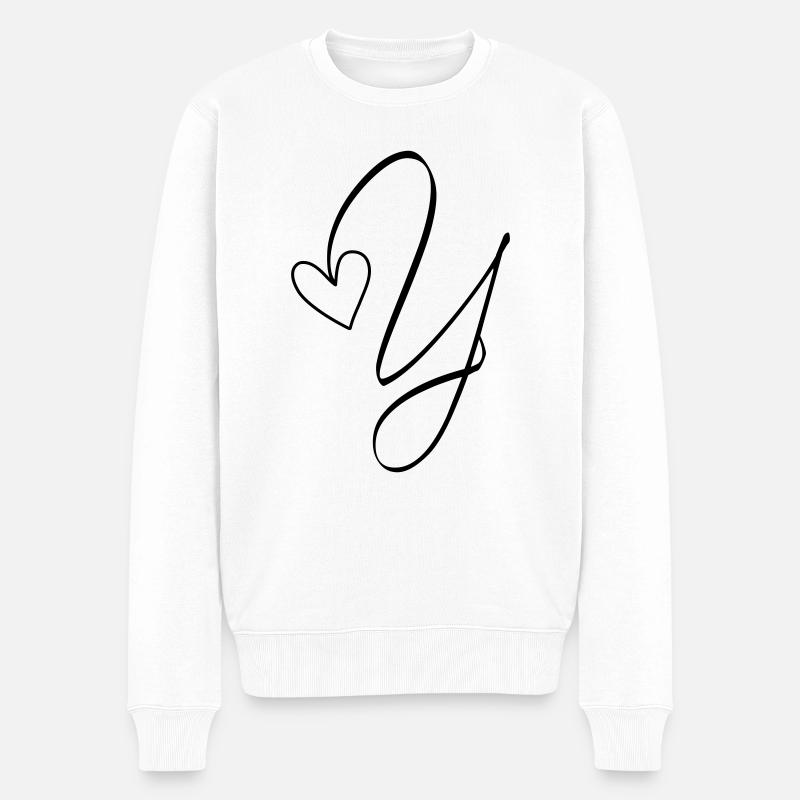 Buchstabe Y Ypsilon Buchstabe-Y Kalligrafie - Männer Premium Bio Pullover - Weiß