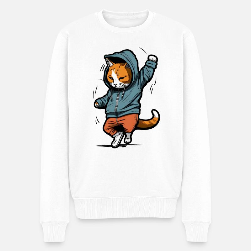 DancingCatHipHop - Pull Premium bio Homme - blanc