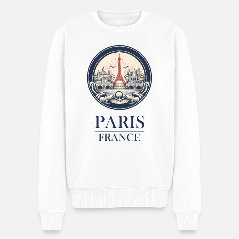 Paris-Frankreich - Männer Premium Bio Pullover - Weiß