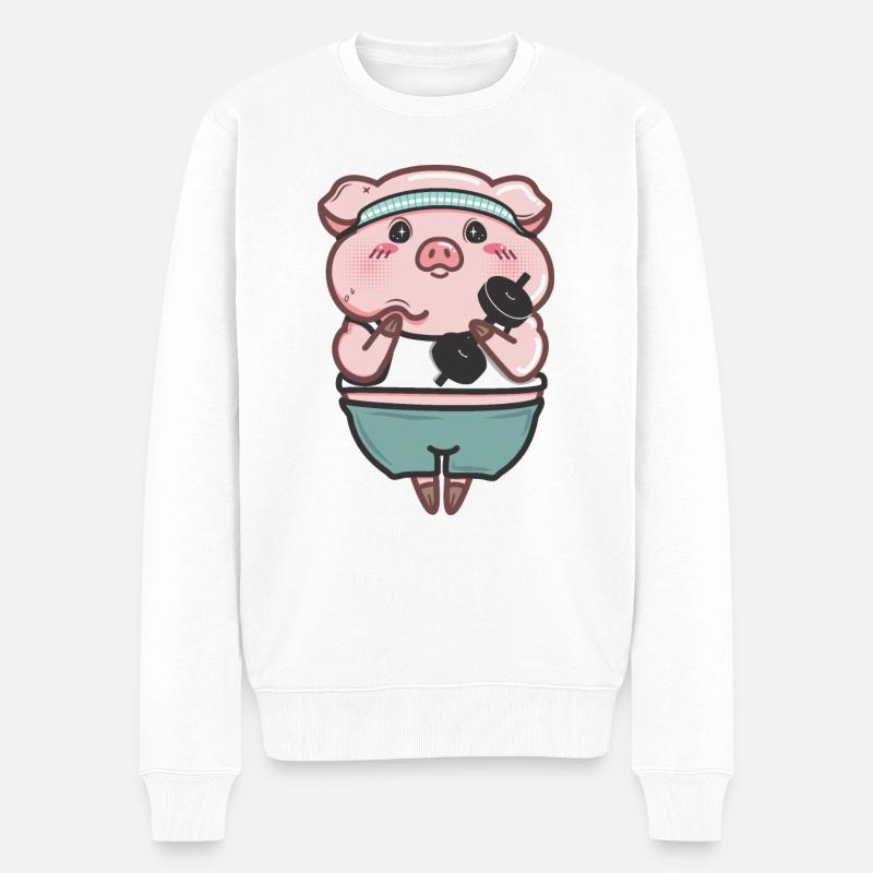 Mumps im Fitnessstudio - Männer Premium Bio Pullover - Weiß