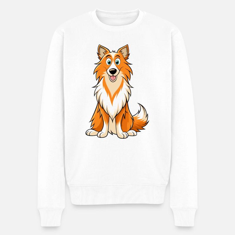 Art numérique Collie Expression douce - Pull Premium bio Homme - blanc