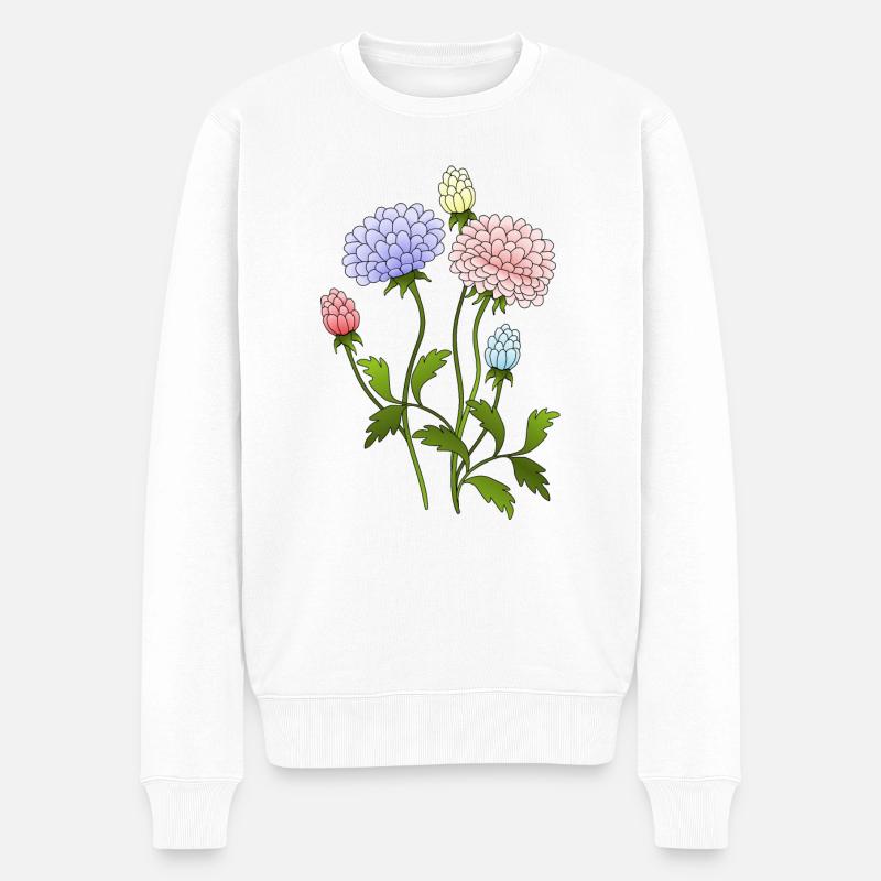 Blumen - Männer Premium Bio Pullover - Weiß