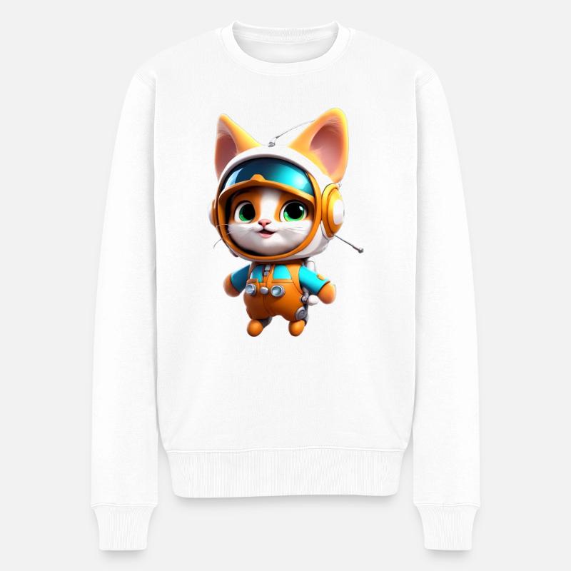 chaton astronaute - Pull Premium bio Homme - blanc