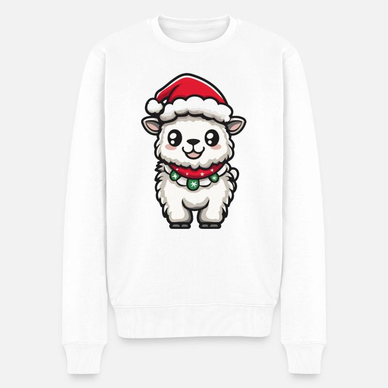 Alpaga Lama Noël - Pull Premium bio Homme - blanc