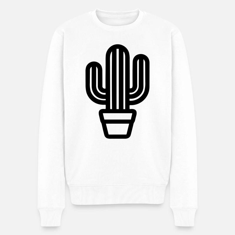 Kaktus - Männer Premium Bio Pullover - Weiß