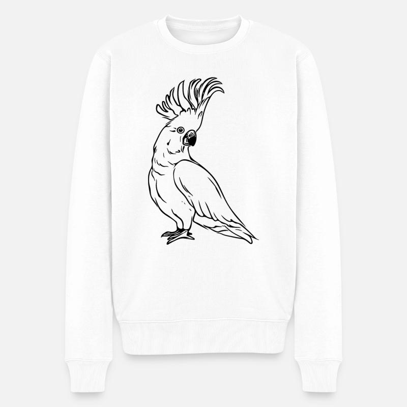 Kakadu Portrait Oiseau Dessin - Pull Premium bio Homme - blanc