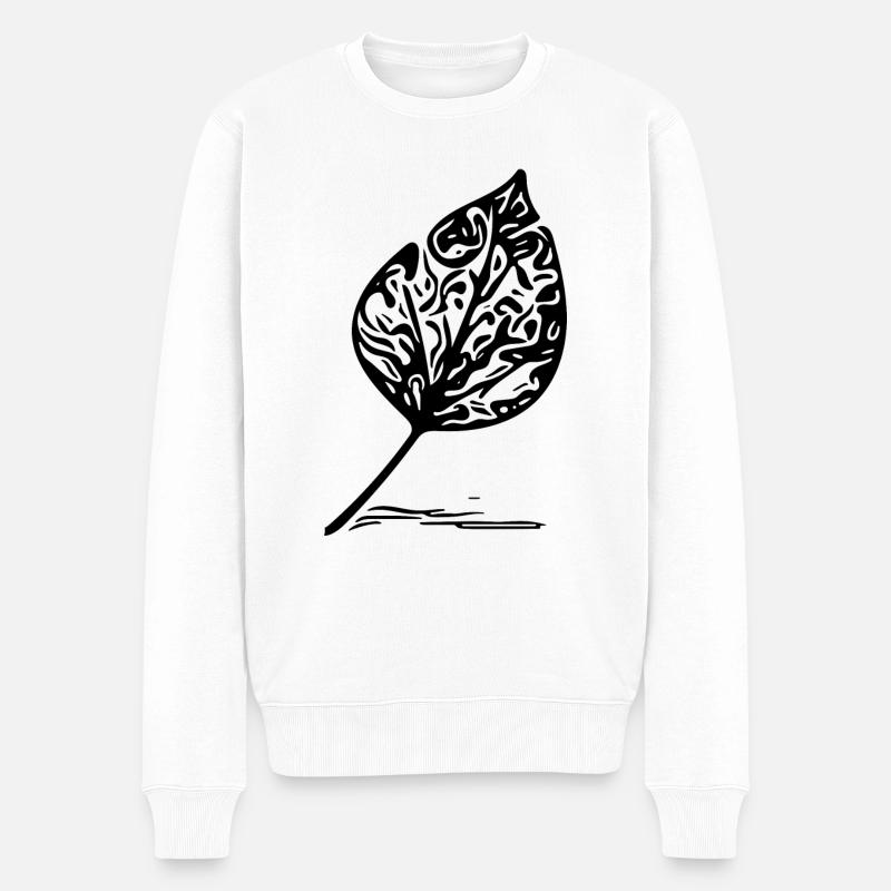 Herbst Blätter mit Schatten - Männer Premium Bio Pullover - Weiß