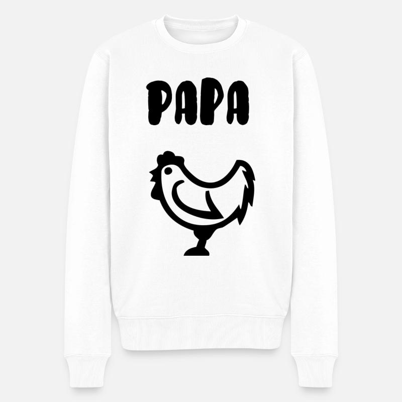 Papa Henne - Männer Premium Bio Pullover - Weiß