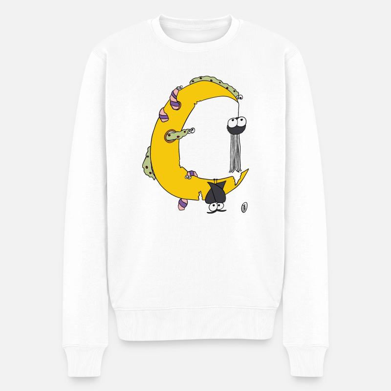Croissant de lune avec des animaux - Pull Premium bio Homme - blanc