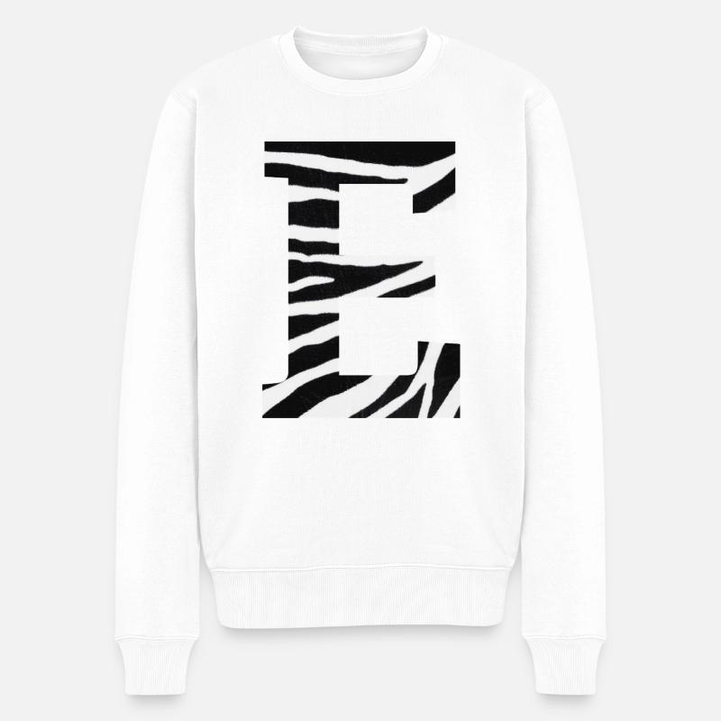 Buchstabe e zebra - Männer Premium Bio Pullover - Weiß
