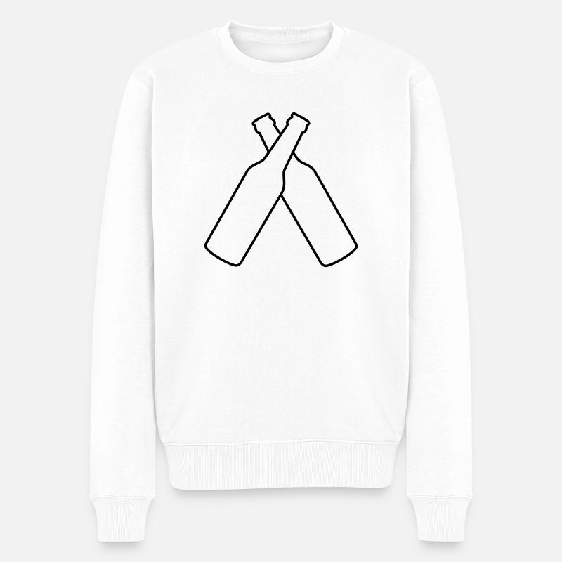 2 Bierflaschen Anstoßen - Männer Premium Bio Pullover - Weiß