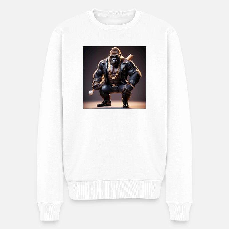 GorillaHeld - Männer Premium Bio Pullover - Weiß