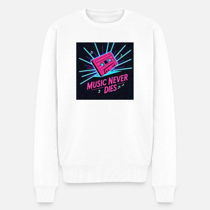 Retro Music - Männer Premium Bio Pullover - Weiß