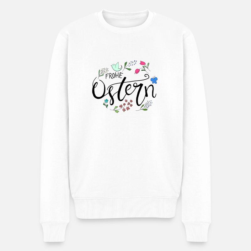 Frohe Ostern - Männer Premium Bio Pullover - Weiß