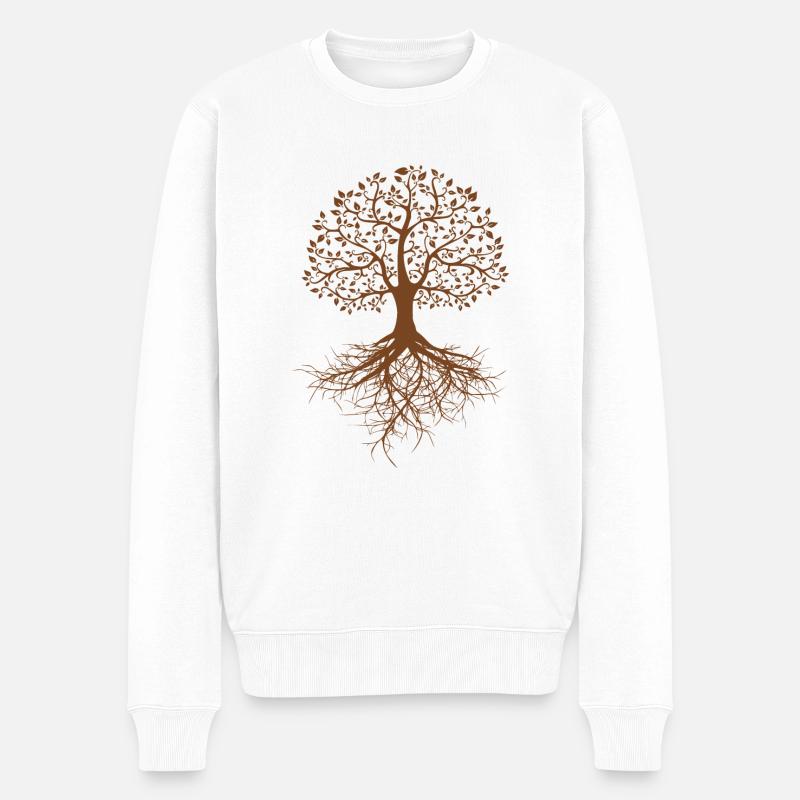 Lebensbaum - Männer Premium Bio Pullover - Weiß