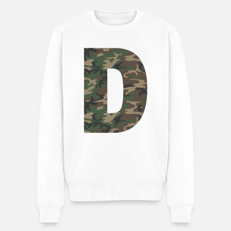 Robuster Buchstabe D im Tarnmuster! - Männer Premium Bio Pullover - Weiß