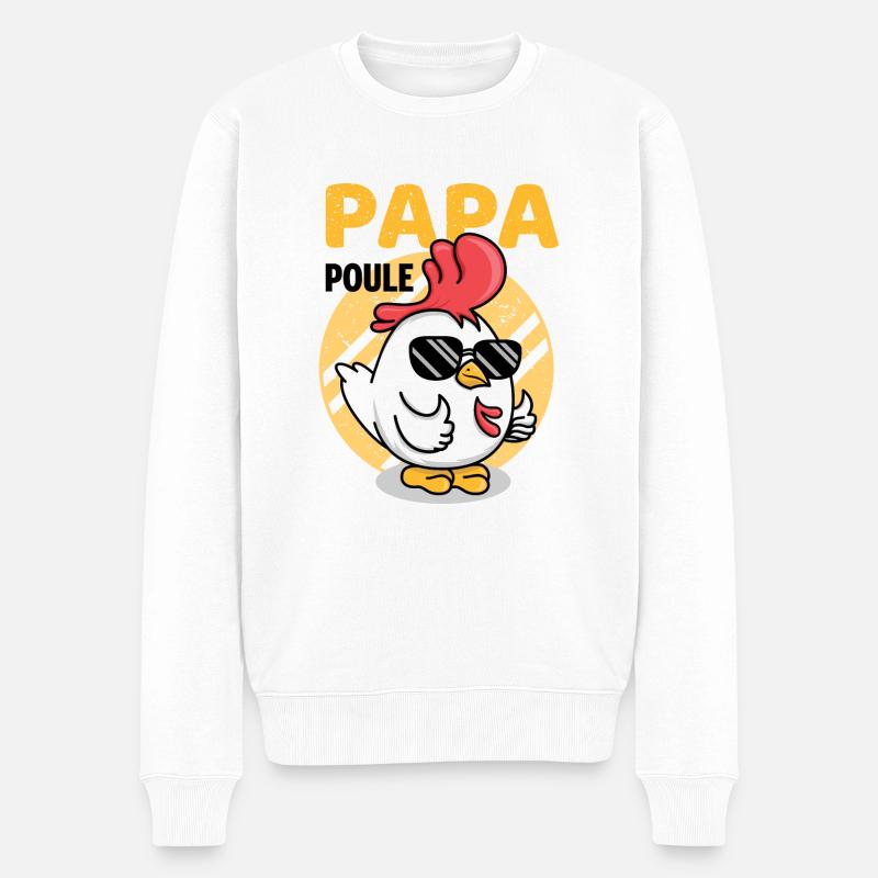 papa poule - cadeau papa, père - Pull Premium bio Homme - blanc
