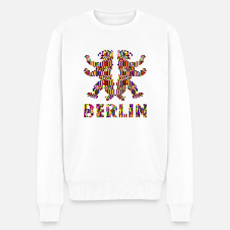 Berlin Pixel Pride - Männer Premium Bio Pullover - Weiß