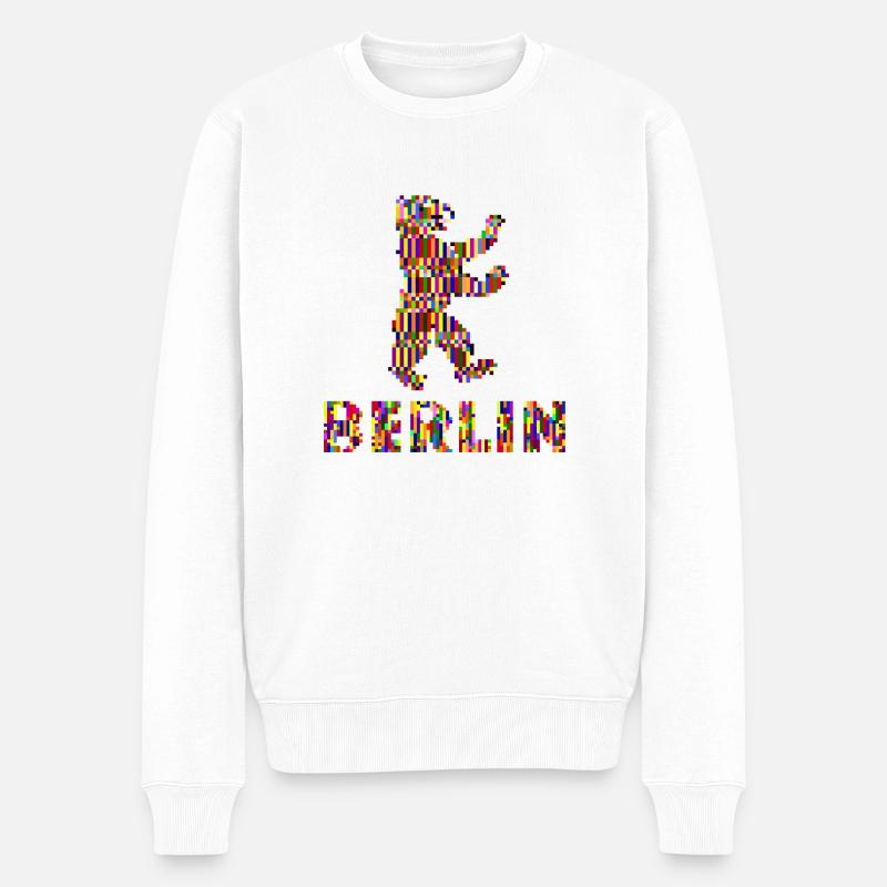 Berlin Pixel Pride - Pull Premium bio Homme - blanc