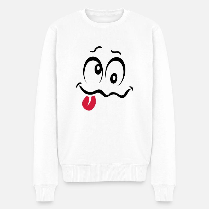 smiley betrunken bourre1 - Männer Premium Bio Pullover - Weiß