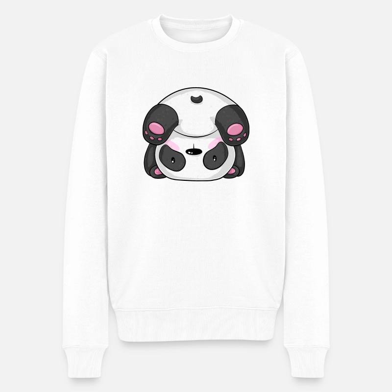 Sportlicher Comic Panda - Männer Premium Bio Pullover - Weiß