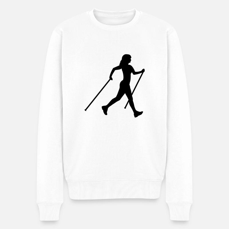 Nordic Walking - Männer Premium Bio Pullover - Weiß