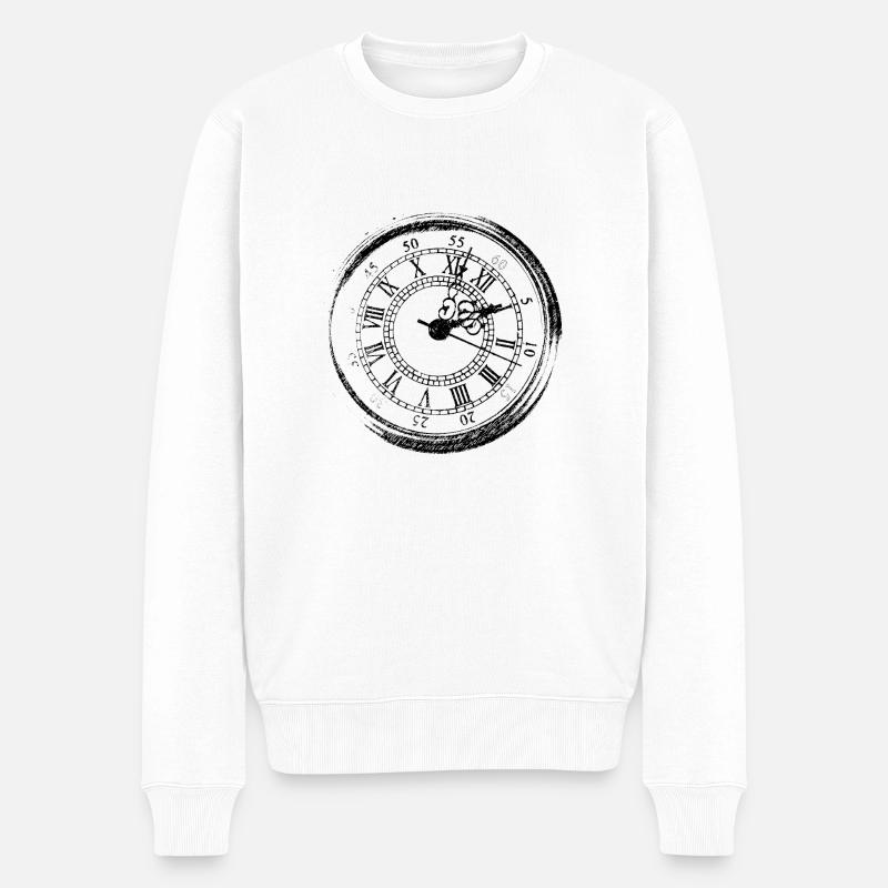 Uhr - Männer Premium Bio Pullover - Weiß