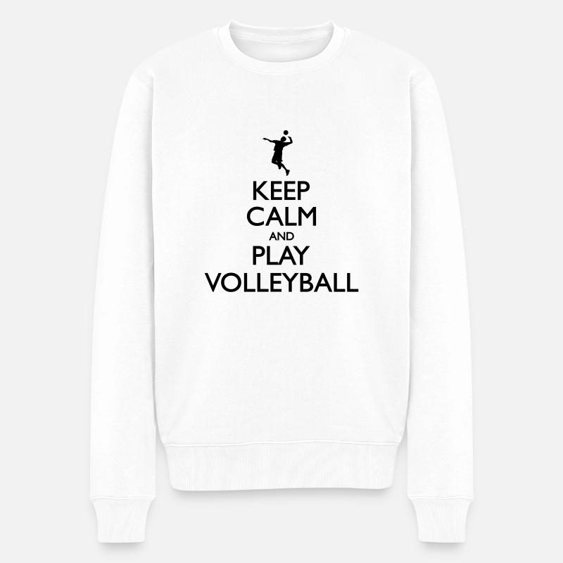 Keep Calm play Volleyball - Männer Premium Bio Pullover - Weiß