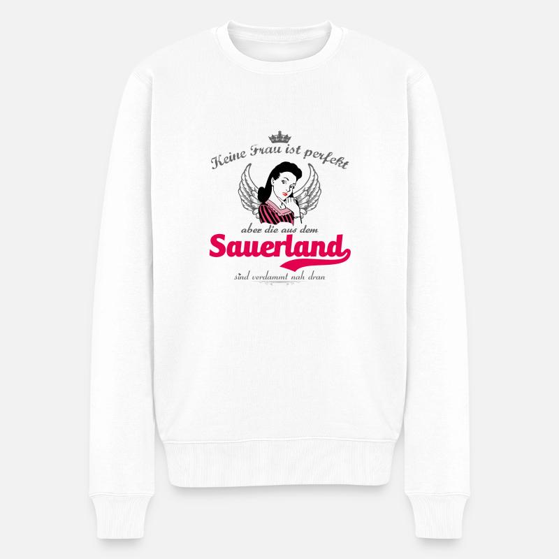 Frau perfekt Sauerland - Männer Premium Bio Pullover - Weiß