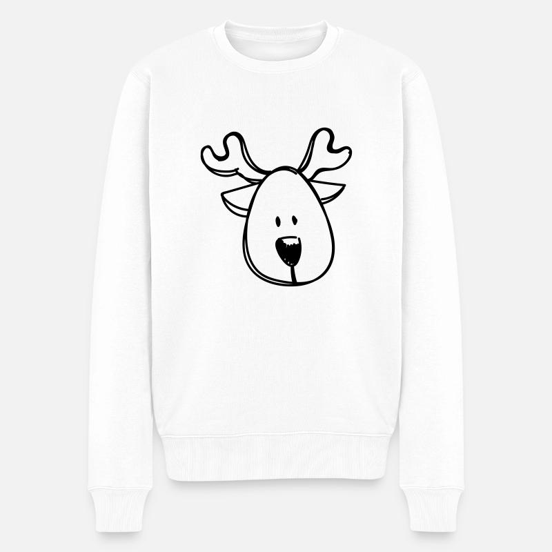 Rentier Zeichnung Weihnachten - Männer Premium Bio Pullover - Weiß