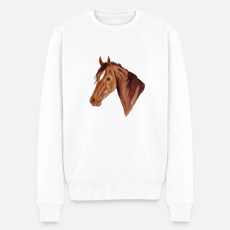 Pferd - Männer Premium Bio Pullover - Weiß