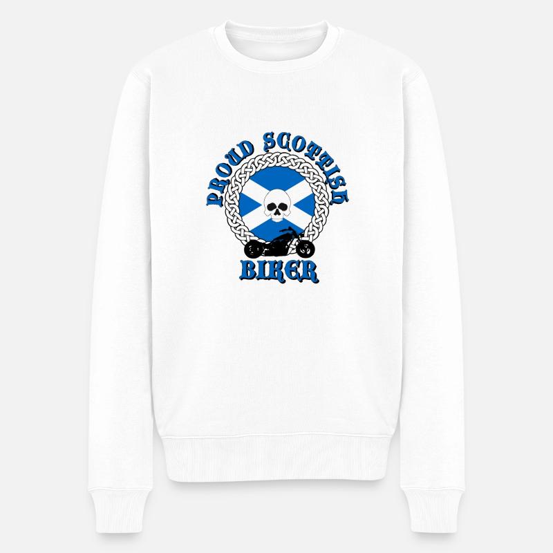Proud Scottish Biker - Männer Premium Bio Pullover - Weiß