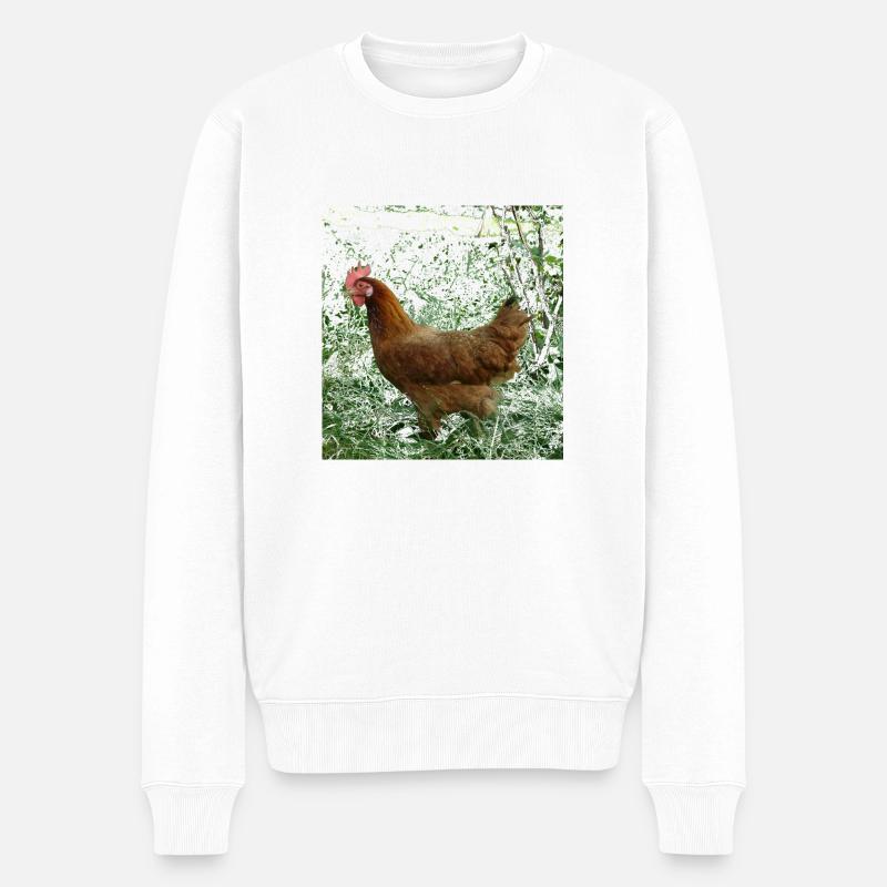 Huhn - Männer Premium Bio Pullover - Weiß