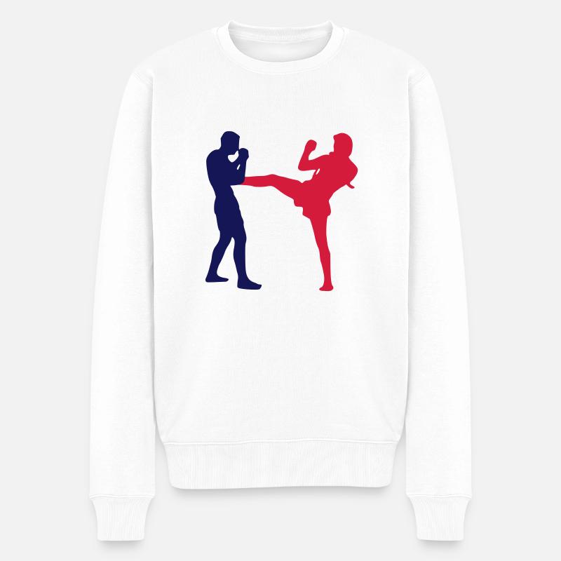 Muaythai front kick - Männer Premium Bio Pullover - Weiß