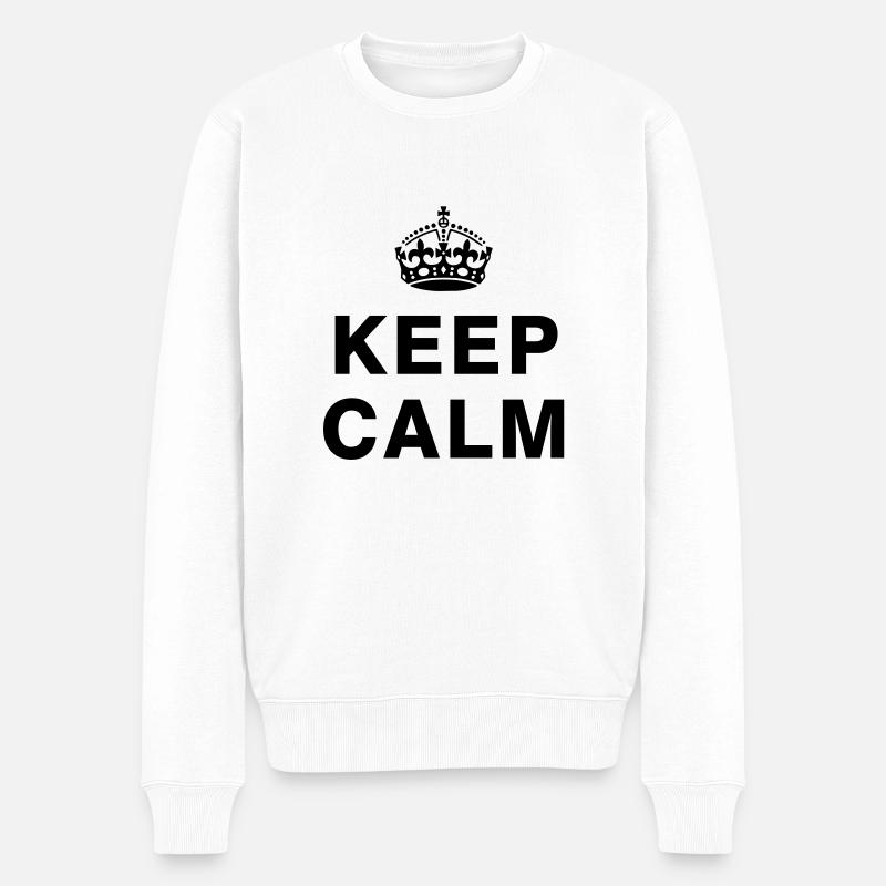 KEEP CALM - Männer Premium Bio Pullover - Weiß